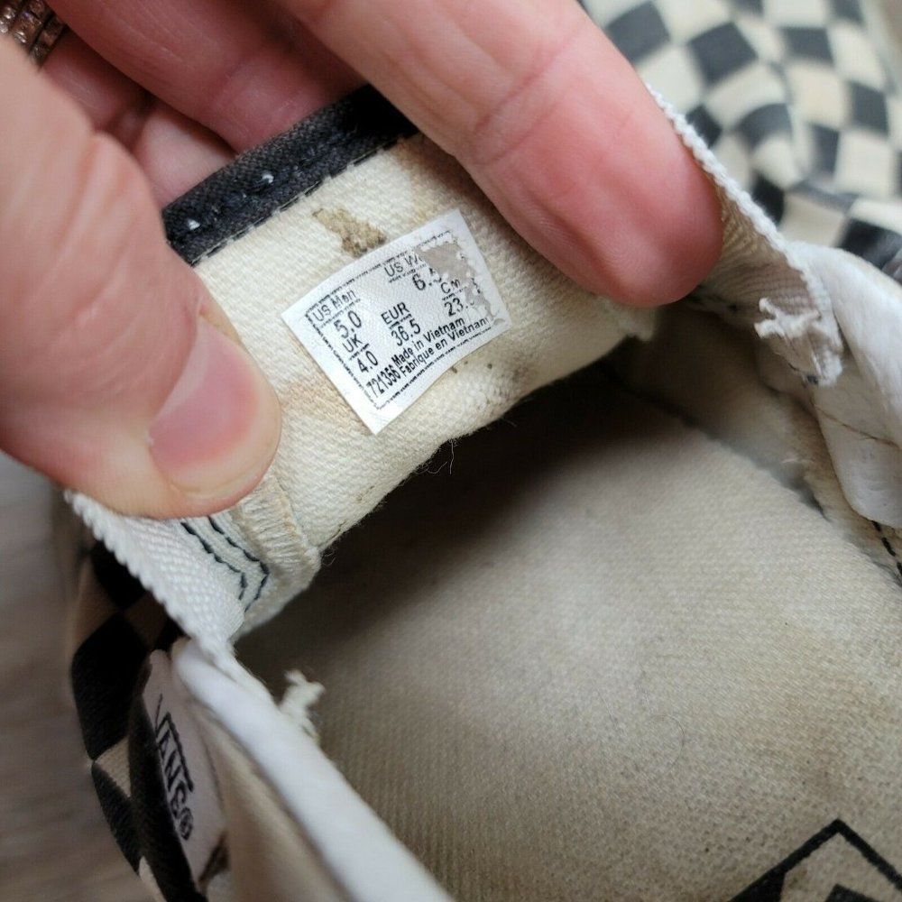 Vans Off The Wall Sneakers Skate Shoes Checkered Black White Slip On Casual 6.5 - Picture 7 of 9